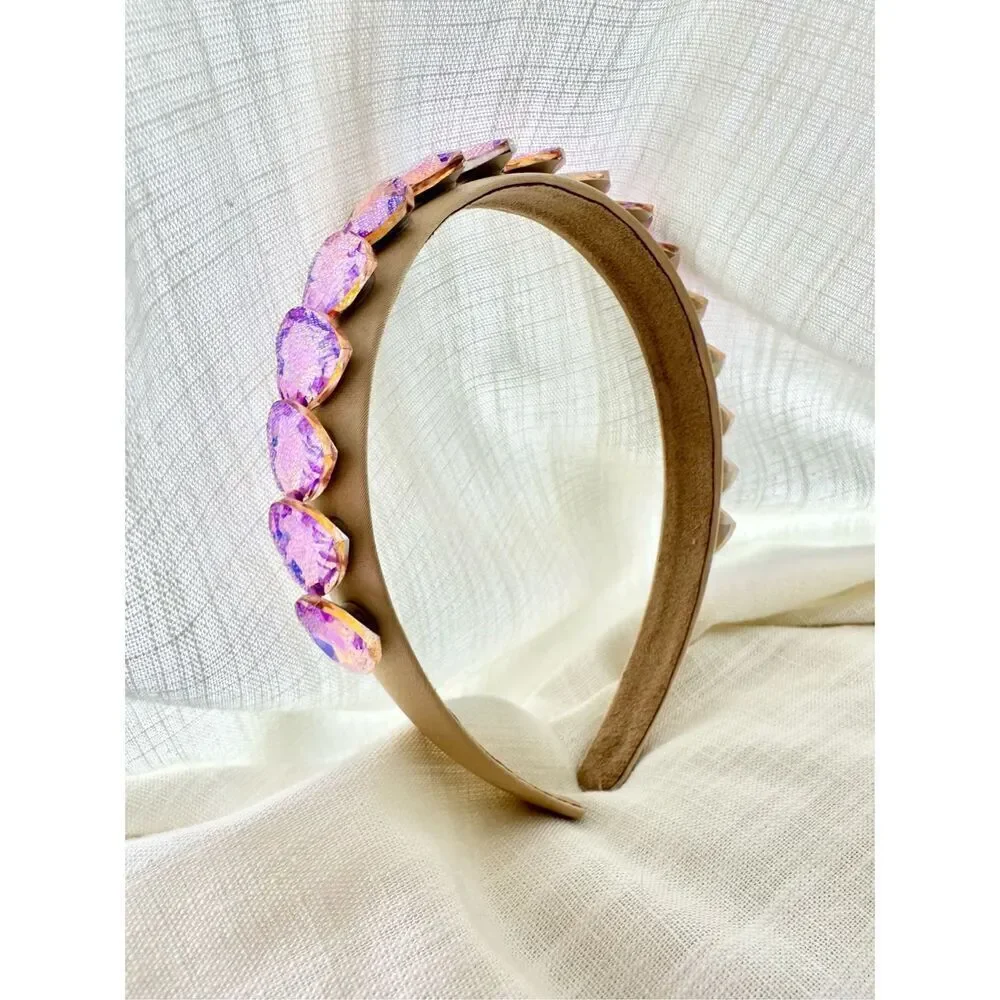 Light pink crystal iridescent heart headband